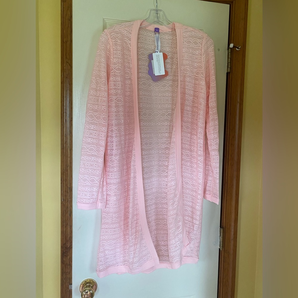 Yitty Knit Slip Long Cardigan Sweater B* I'm Blushin Pink Size M NWT